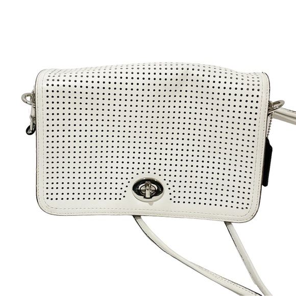 Coach White Legacy Perforated Leather Penelope Shoulder Bag 23404 - Picture 1 of 6